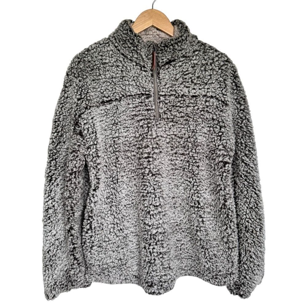 Thread & Supply Quarter Zip Sherpa Oversized Charcoal Pullover Sweatshirt. Large